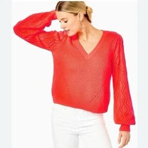 Lilly Pulitzer Luletta V Neck Sweater Spicy Coral Size Small NWT